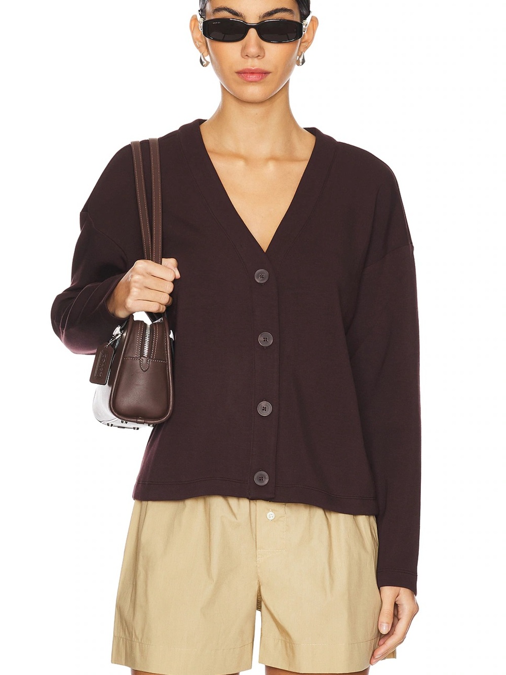SPANX AirEssentials V-Neck Cardigan Dark Chocolate Brown